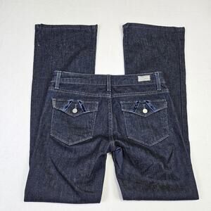 Paige Y2K Fairfax Jeans Womens 28 Low Rise Bootcut Flap Pocket Velvet Trim Denim